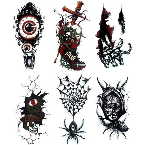 Cuadros Decorativos 6 uds tatuajes falsos hombres mujeres Halloween luminoso para cara cuerpo mano (Ai-001-006) Wdftyju embutido en tela