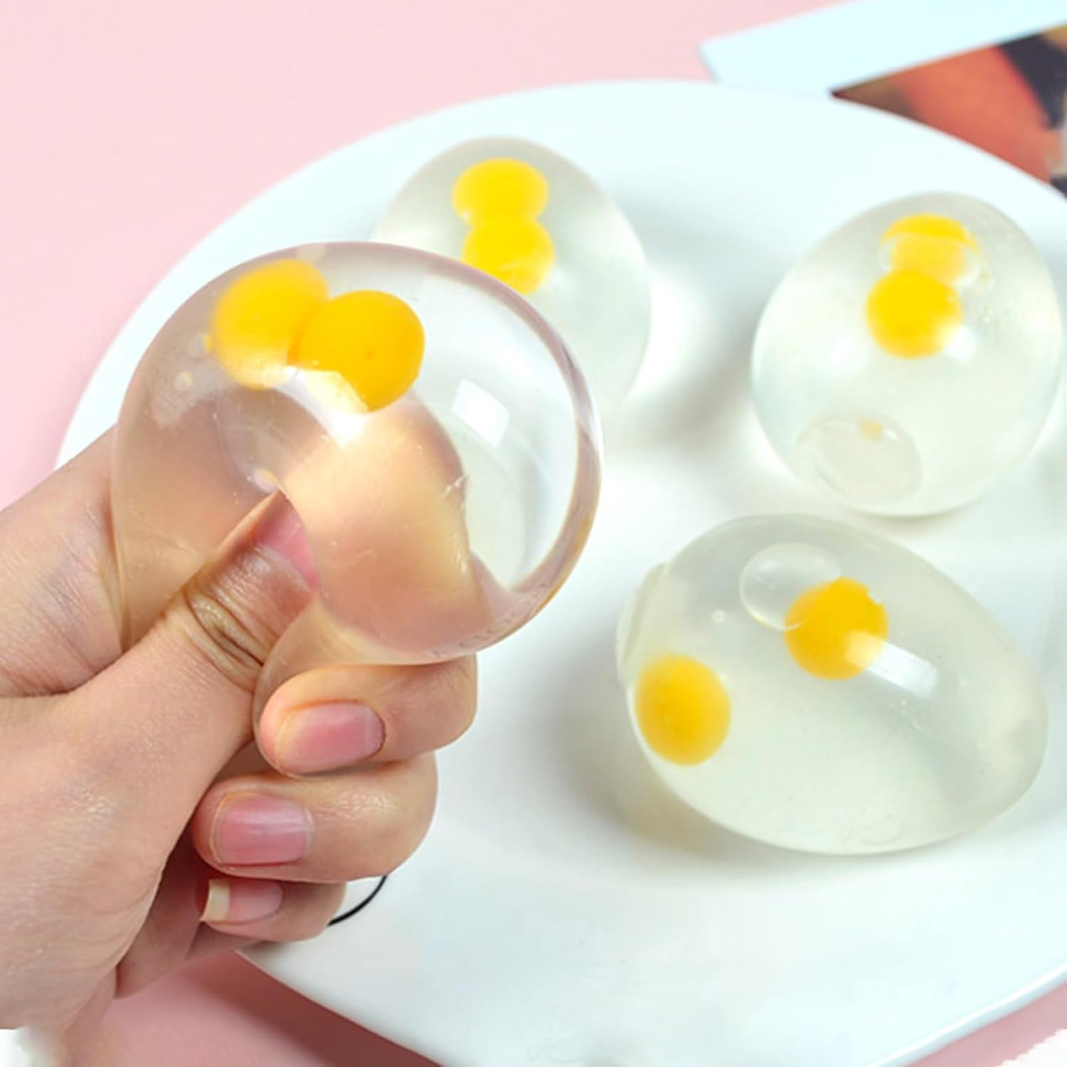 Splat Egg Squishy, Giant Easter Squishy Egg, Big Sticky Clear Double Eggs Yolk for Adults