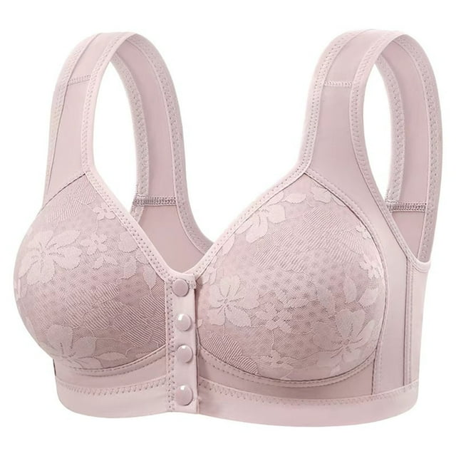 Cameland Bras for Older Women Front Closure Bras Push Up Bra No Underwire Plus Size Front Button Everyday Bra