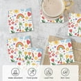 thumbnail image 5 of XMXY Drink Coasters with Holder for Coffee Table, Flower Branch Spring Leaves Absorbent Ceramic Cups Coaster Sets 6 Pack, 4 Inches Square, 5 of 9