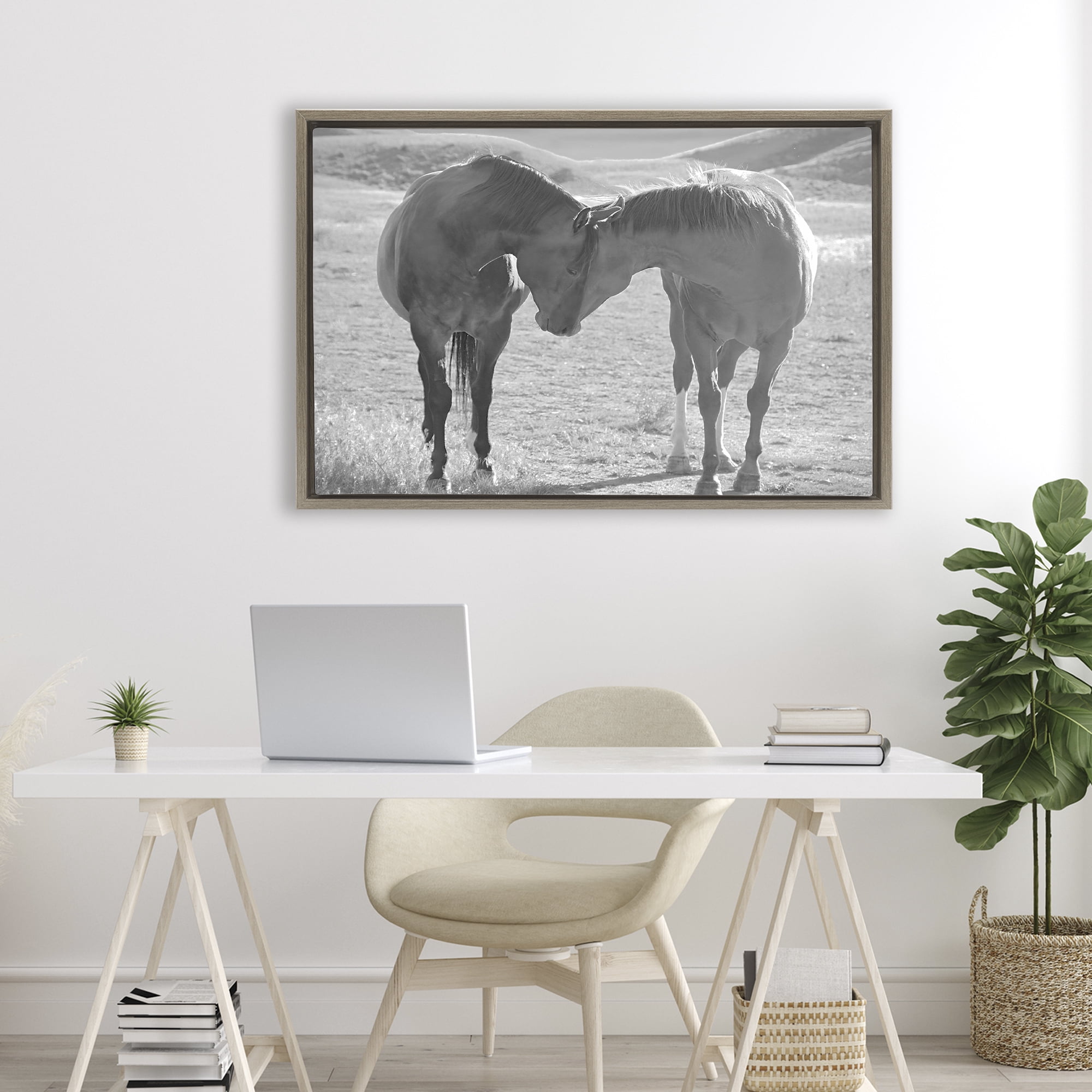 Stupell Industries Sweet Nothings Bond Between Horses Brown Framed Floater Canvas Wall Art, design by Steve Toole