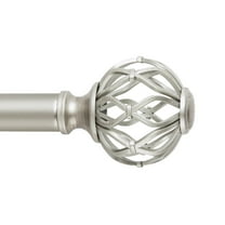 SnugSet 1" Nickel Aiden Cage Adjustable Single Curtain Rod, 36"-72"