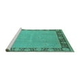 thumbnail image 2 of Ahgly Company Machine Washable Indoor Round Oriental Turquoise Blue Industrial Area Rugs, 5' Round, 2 of 4