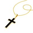 thumbnail image 2 of Jewelheart 14K Solid Gold Black Enamel Cross Pendant 14K Yellow Real Gold Religious Charm For Men Women, 2 of 5