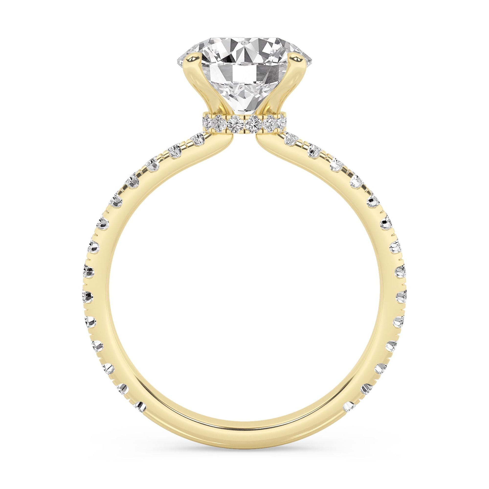 AFFY 2.40 Carat (ctw) Solitaire Engagement Ring For Womens, Round Lab Created Moissanite Stackable Promise Ring For Her In 10k Solid Yellow Gold | VVS1 Quality Ring Size-7