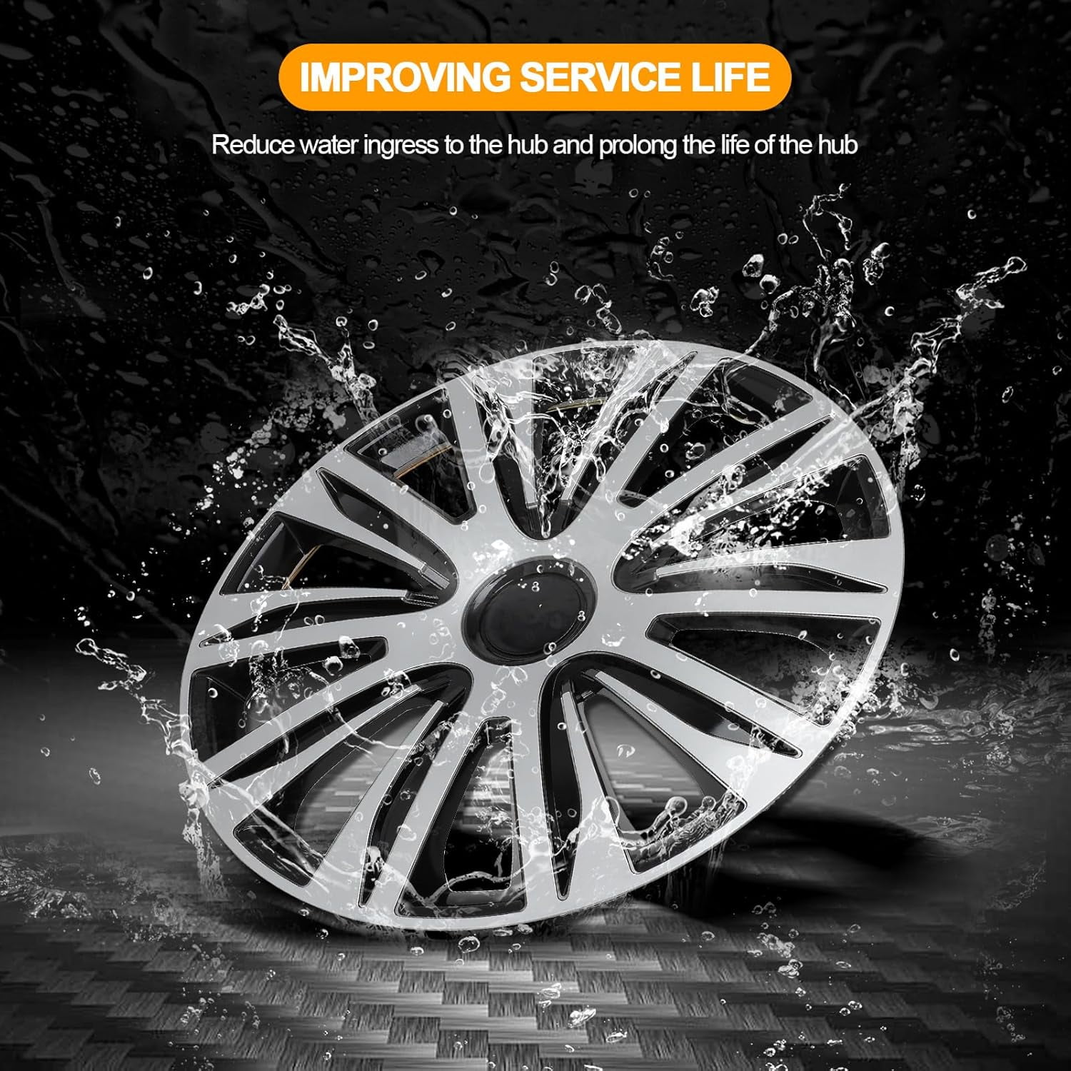MYJTOPUS 4 pack 15 inch Universal Hubcap Wheel Covers， Silver