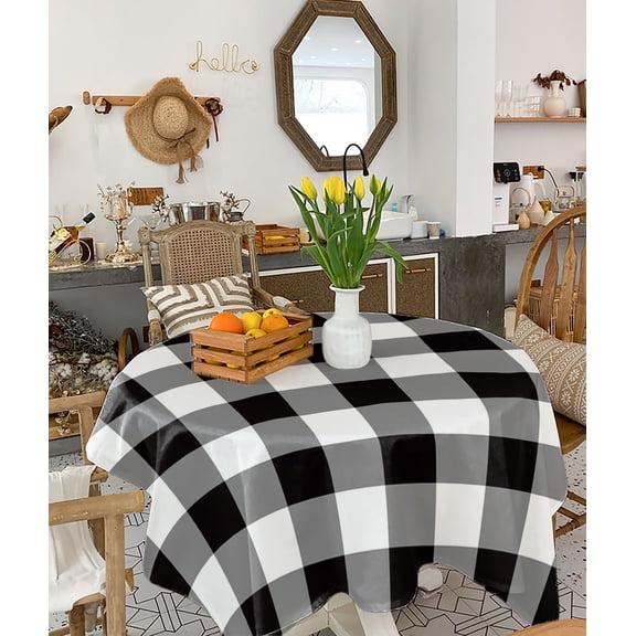 Black and White Checkered Tablecloth Square Table Cloth 54x54, Waterproof Tablecloth Outdoor Table Cloth, Farmhouse Buffalo Plaid Washable Table Cover for Kitchen Dining Party