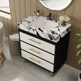 thumbnail image 6 of 30" Sintered Stone Top Bathroom Vanity with Storage, Bathroom Vanity with Ceramic Sink, Freestanding Storage Cabinet with Soft Close Drawers for Bathroom, Black,Gold,White, 6 of 9