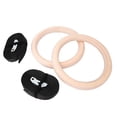 thumbnail image 3 of 1 par de anillos gimnásticos profesionales de madera, entrenamiento de fuerza para gimnasio, Fitness, con correas de poliéster, 3 of 10