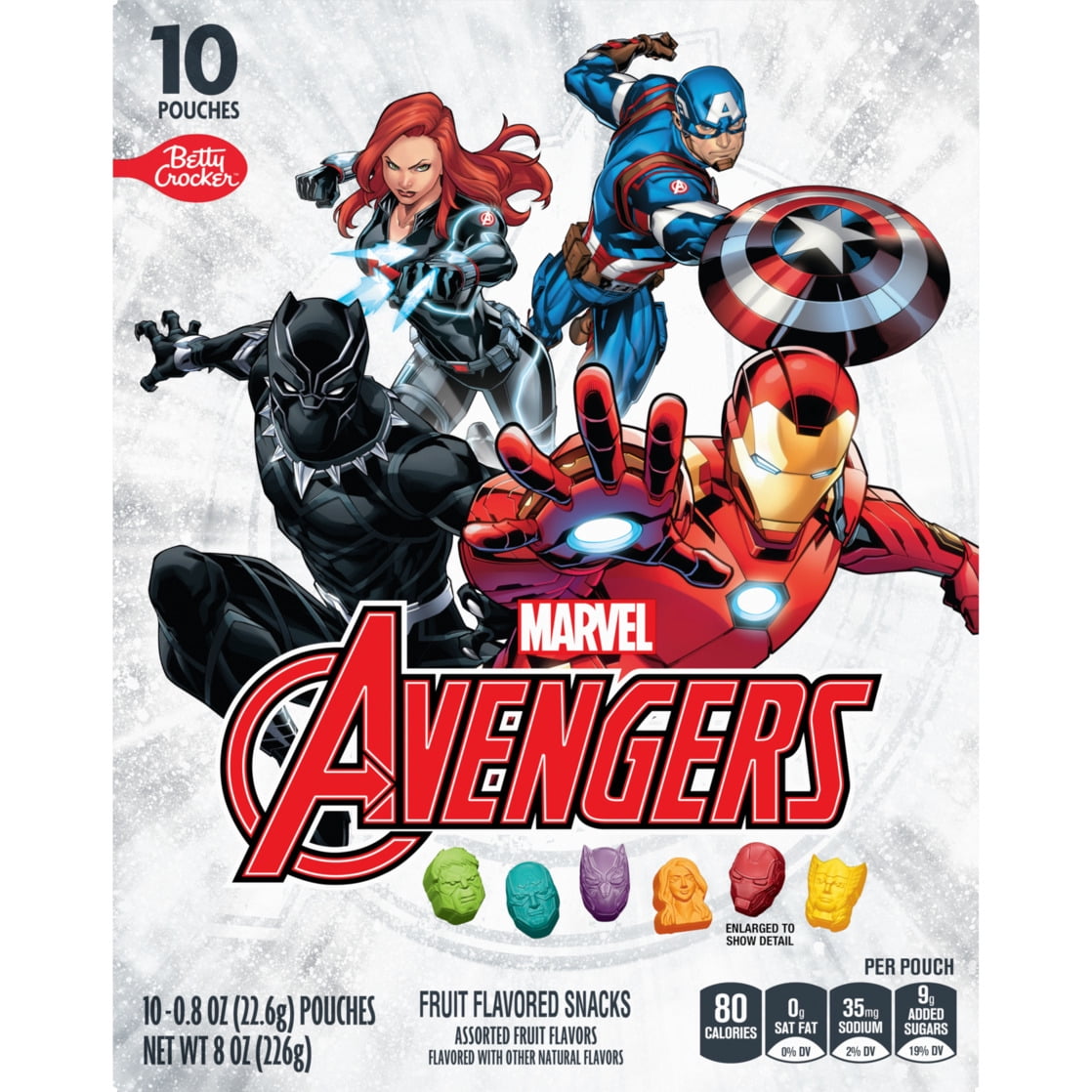 (8 pack) Marvel Avengers Fruit Flavored Snacks, Treat Pouches, Gluten Free Snack, 10 Ct, 8 oz