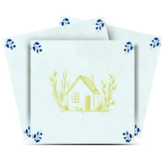 Mi Alma House Yellow Tile Stickers - Removable Vinyl 4x4, 24 pcs