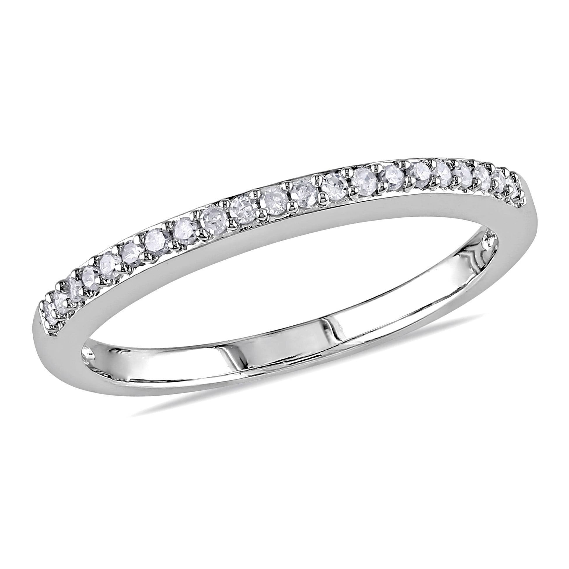 Miabella Women's 1/10 Carat T.W. Diamond Semi-Eternity Wedding Band in 10kt White Gold