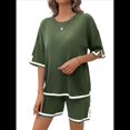 thumbnail image 1 of Conjuntos de Dos Piezas para Mujer: Jersey de Corta, Pantalones Anchos y Conjuntos de Viaje de Verano Verde M, 1 of 10