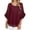 Wine Red, variant on Weardear Women's 3/4 Ruffle Sleeve Blouse Round neck Tops Double Layers Flowy Shirts Elegant Chiffon Blouses