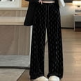 thumbnail image 2 of DHFJKG Velvet Wide Leg Pants Women Glitter Rhinestone High Waist Comfortable Drawstring Sweat Pants Baggy Streetwear Trendy Trousers, 2 of 8