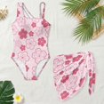 thumbnail image 5 of Jiueut Pink Cherry Blossom Print Girls Swimsuit with Adjustable Straps One Piece Bathing Suit with Cover Up Skirt Cut Out Girls' Swimwear 7-8 Years, 5 of 7