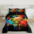 thumbnail image 2 of Homewish Female Men Women Video Game 3 Pieces Queen Comforter Set,Graffiti Splash Ultra Soft Bedding Sets,Abstract Gradient Gamepads Bedding Comforter Set Breathable,Ultra Soft Home Decor, 2 of 8