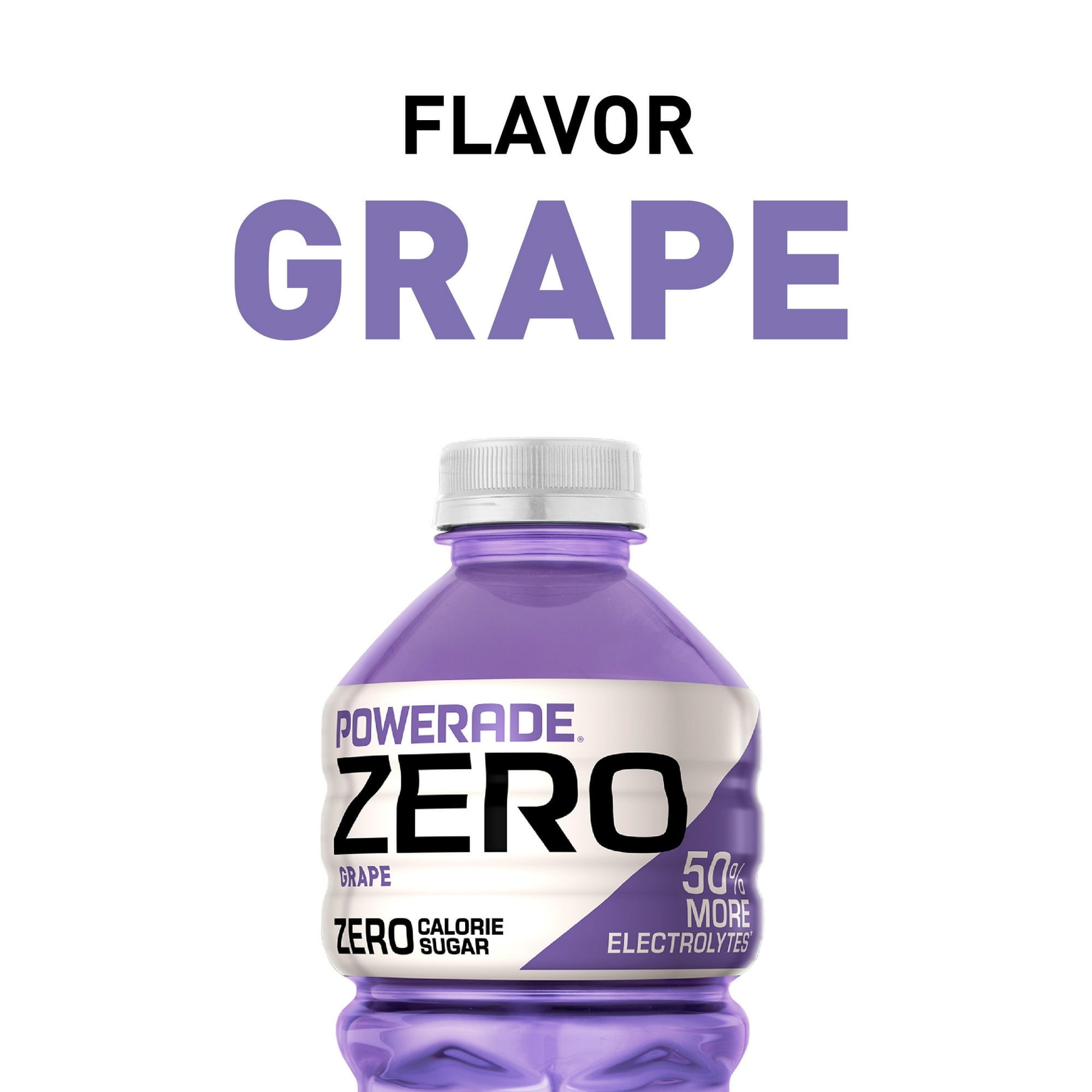 POWERADE Electrolyte Enhanced Zero Sugar Grape Sport Drink, 28 fl oz, (Pack of 8)