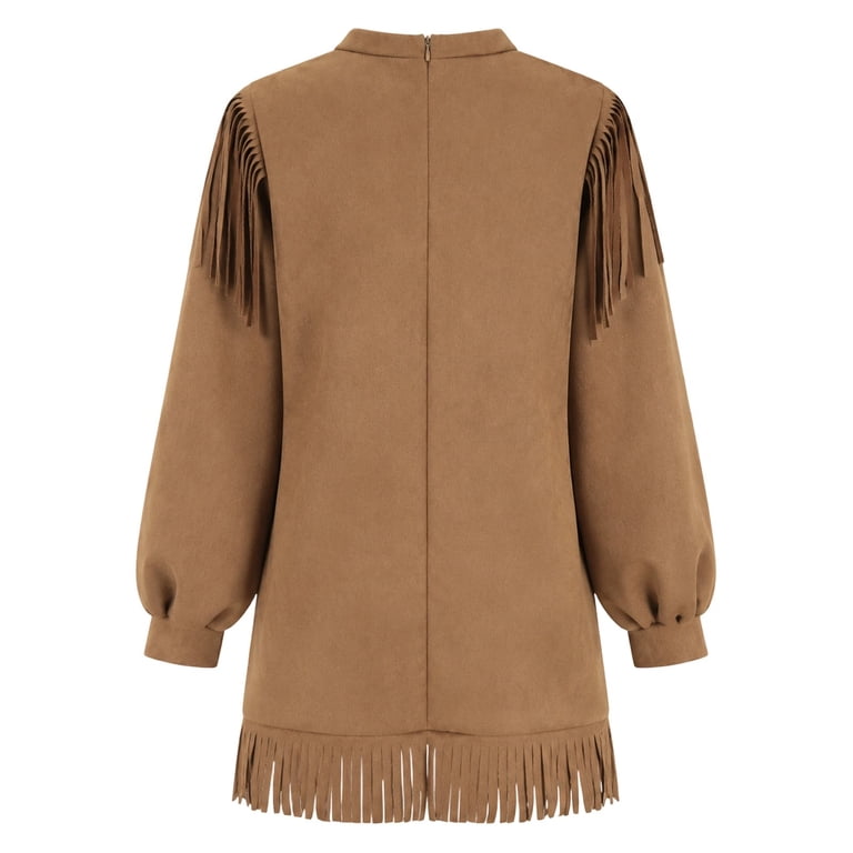 winter party wear western dresses AJGRHE Womens Suede Fringe Mockneck Dress Color:Brandied Melon april.mccarver1 All the measurements are Honeysuckle Beach Dress size