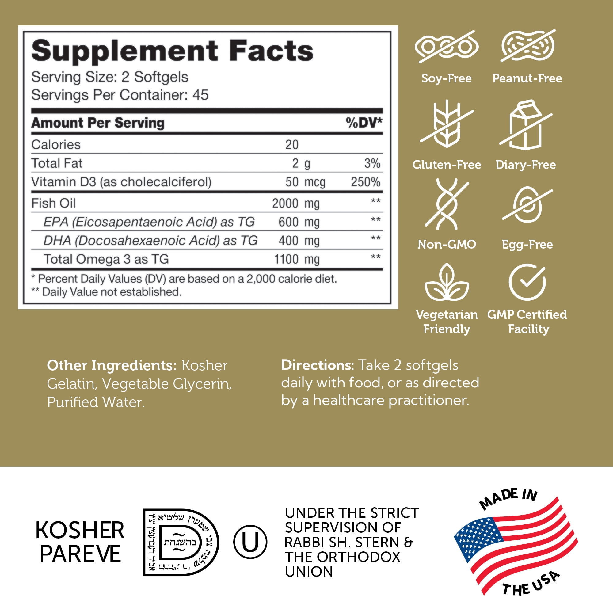 Zahler Omega 3 Platinum+D, 2,000 mg, 90 Softgels, Omega 3, Omega 3 Fish Oil, Omega & Fish Oil Omega 3 with Vitamin D