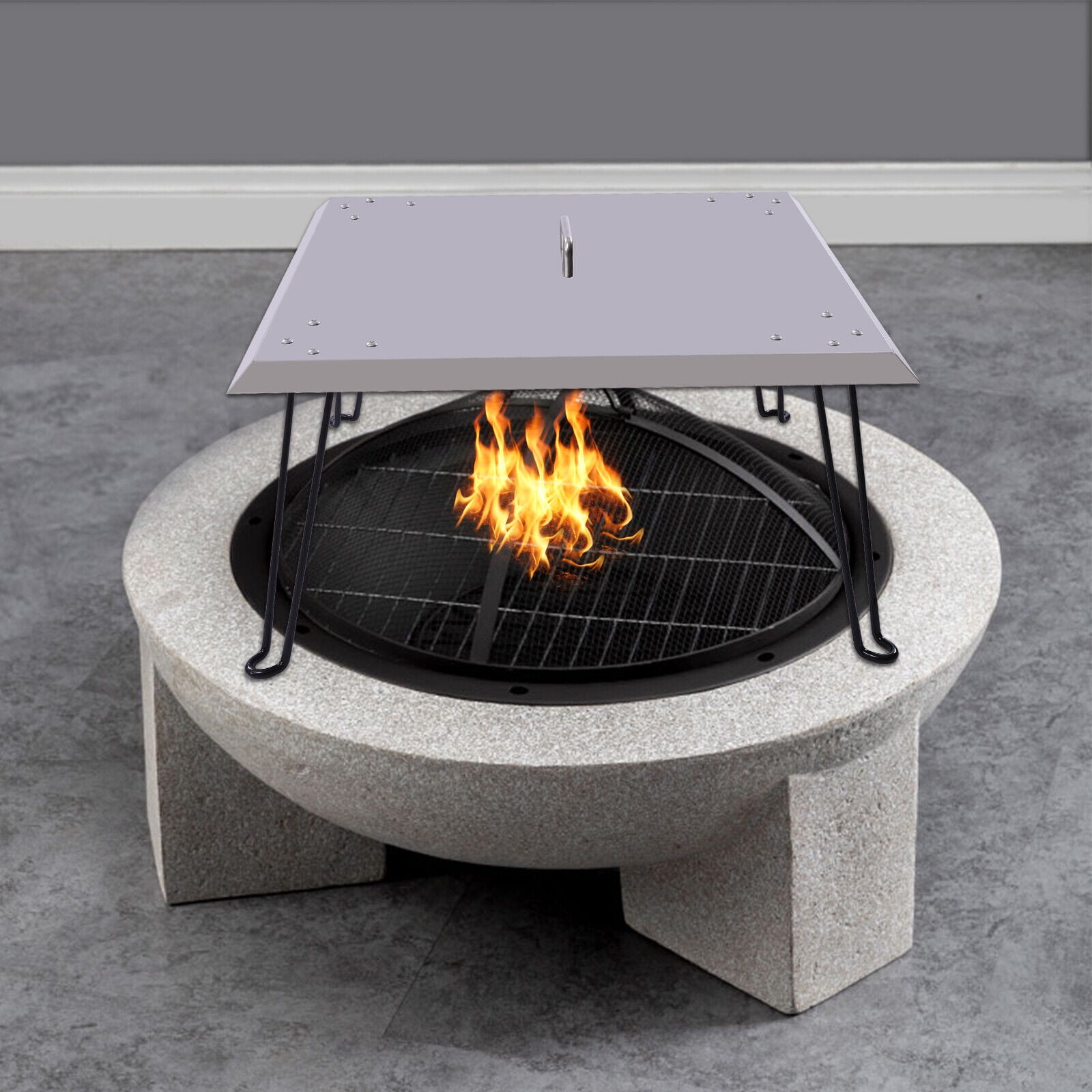 Outdoors Fire Pit Heat Deflector,Stainless Steel Fire Pit Burner Cover