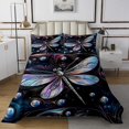 thumbnail image 1 of Erosebridal Wild Dragonfly Coverlet Set Queen, Abstract Purple Marble Bedding Set, Microfiber 3 Pieces, 1 of 5