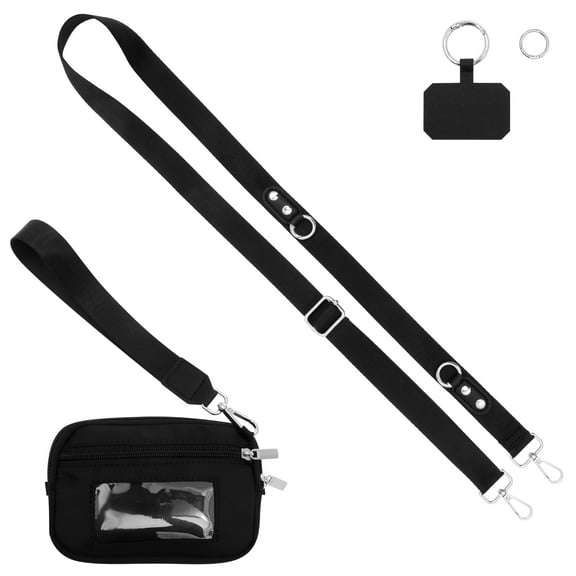 Clip and Go Phone Strap with Wallet Adjustable Crossbody Phone Lanyard Detachable Wrist Wallet with ID Window for Cellphone