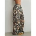 thumbnail image 3 of Women's Camo Cargo Baggy PantsStreetwear Drawstring Wide Leg Trousers Flare Sweatpants, 3 of 6