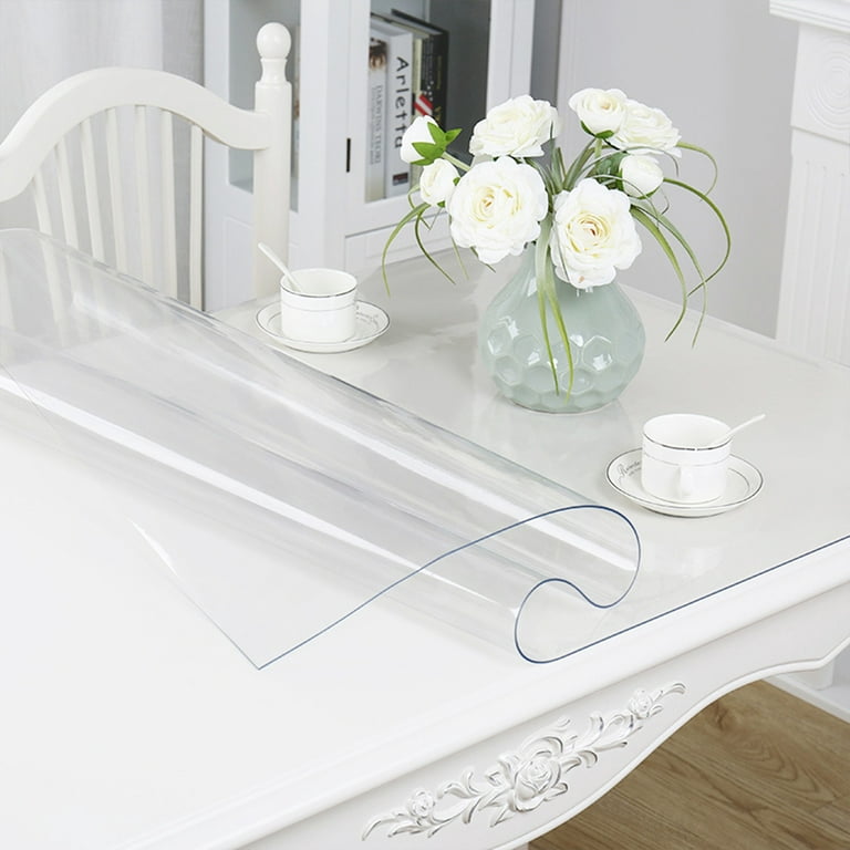 54x84 Inch Transparent Vinyl Tablecloth Wood Furniture Kitchen Table  Protector Cover Clear Plastic Table Pad PVC Desk Mat Waterproof Meeting  Desk
