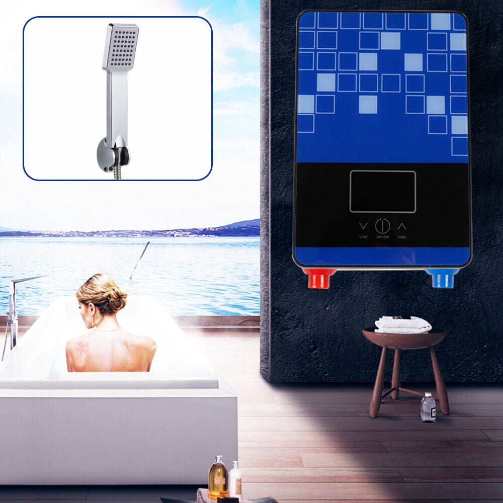 Miumaeov 4500W 110V Electric Instant Hot Water Heater Tankless Boiler On Demand Bathroom Shower w/Shower Head