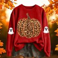 thumbnail image 4 of Bainana Women'S Halloween Sweatshirts Leopard Pumpkin Graphic Pullover Shirt Trendy Theme Party Sweatshirts Red M, 4 of 4