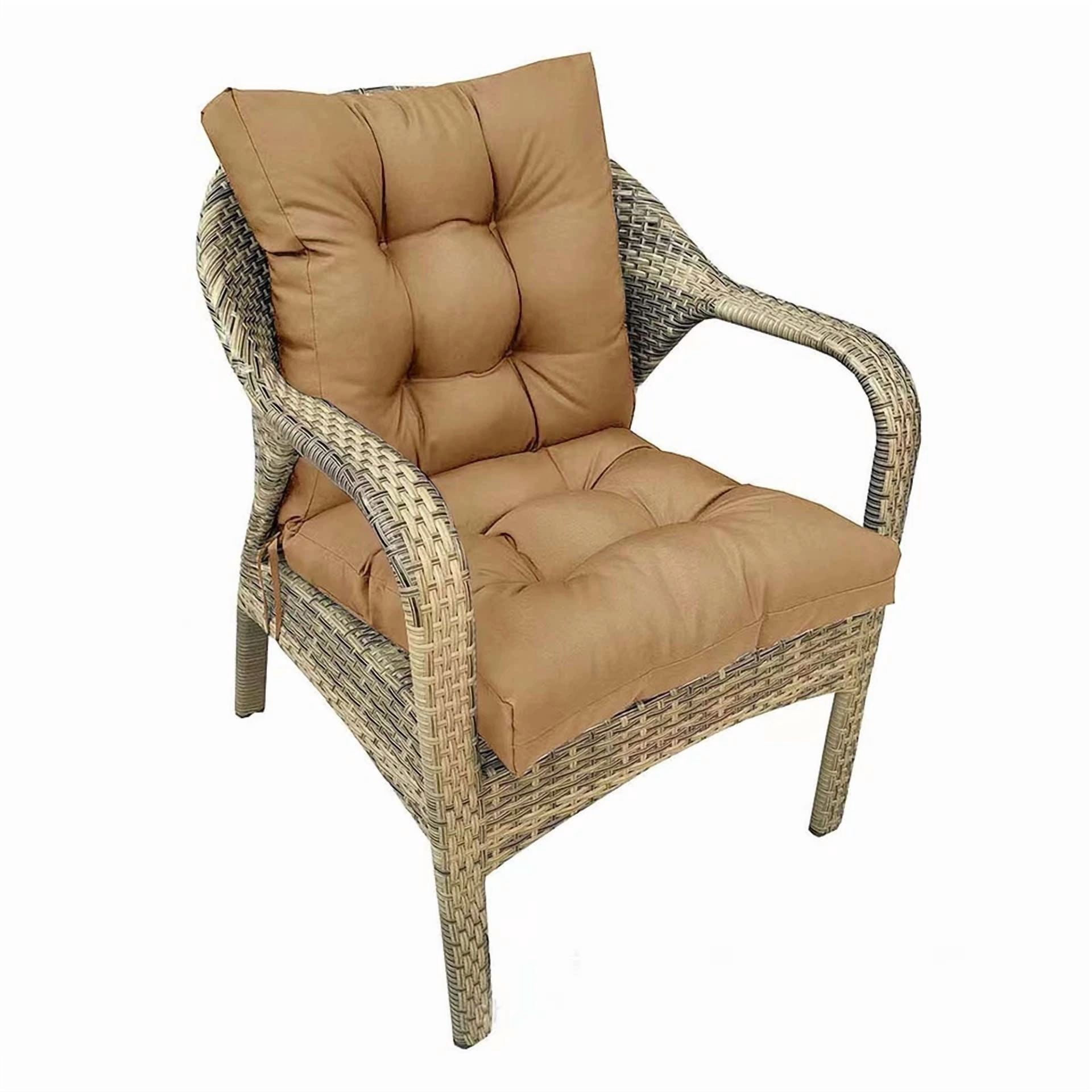 TOPCHANCES Indoor/Outdoor Chair Cushions 42'' x 21'' x 3", Waterproof Tufted Thick Patio Wicker Chair Seat Cushion Rocking Chair Cushion (Brown, Set of 2)