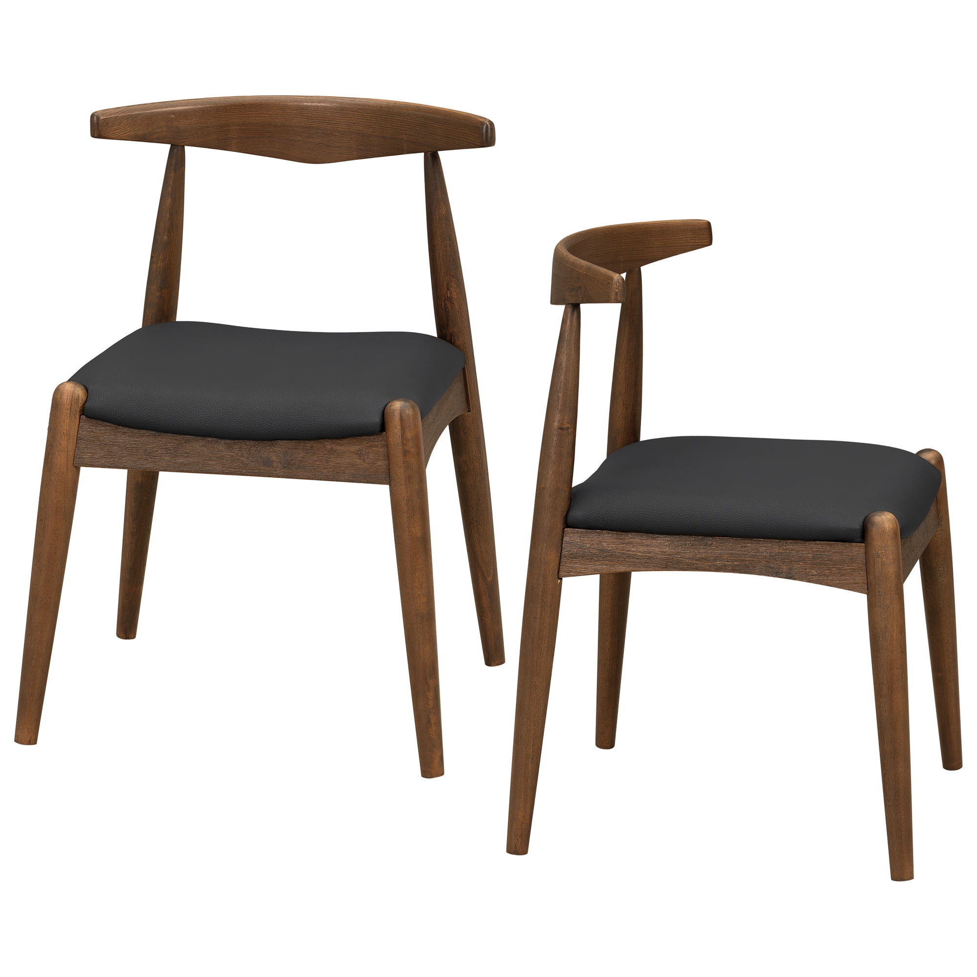 Euroco 5-Piece Dining Table Set for 4, Rubberwood Kitchen Table & 4 Chairs Set with Ergonomic Backrest, Retro Dining Furniture Set for Family,Walnut