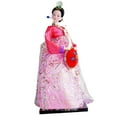 thumbnail image 2 of Figura de geisha coreana Hanbok, muñecas Kabuki decorativas en miniatura de 12 pulgadas de pie Rosa, 2 of 9
