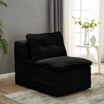 thumbnail image 4 of Plush Corduroy Sectional Sofa Bed, 80" King Sleeper, Convertible Couch with Independent Chaise & Blanket, Deep Seat Fluffy Black Sofa for Living Room, No Assembly, 4 of 18