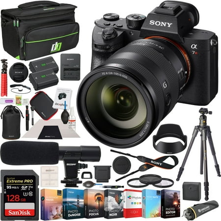 Sony a7R II Full-Frame Alpha Mirrorless Camera 42.4MP Body a7RII ILCE-7RM2/B and Sony FE 24-105mm F4 G OSS Lens SEL24105G + Vanguard VEO 2 Tripod & Deco Gear Case Filter Kit Microphone Editing