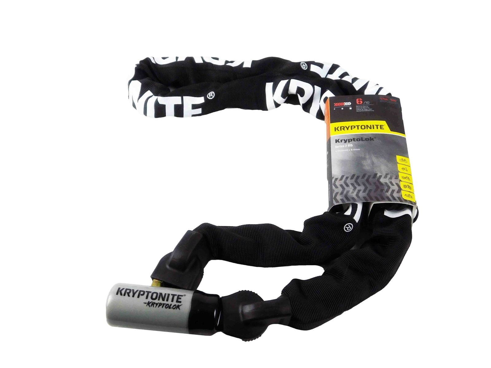 Kryptonite Stronghold with E4 Yellow Disc Lock and 915 5 ft Integrated Chain