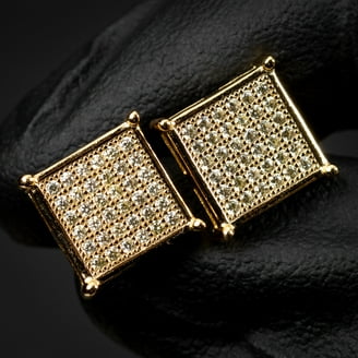 Boucles D'Oreilles En Diamant Carré Micro-Pavé Halo 0.20ct Réel En Or