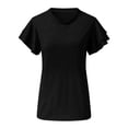 thumbnail image 3 of Womens tshirts ruffle sleeve summer casual tee shirts round neck solid color cute tunic dressy casual business outfits, 3 of 8