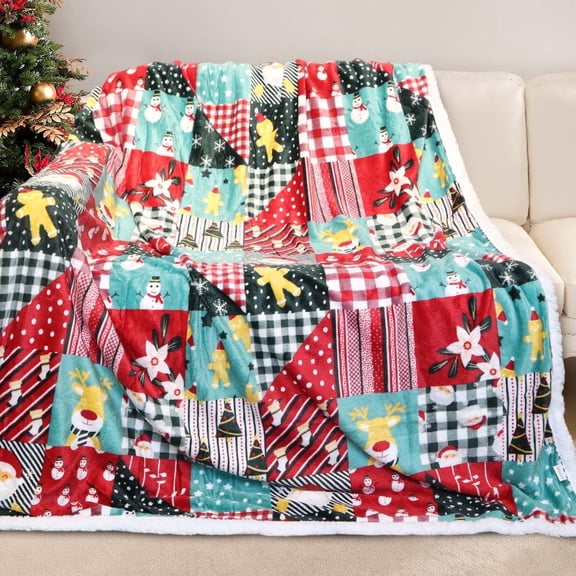 Gogreen Christmas Sherpa Fleece Throw Blanket for Couch Bed Sofa Adults -Soft and Warm Blanket for Winter, Thick and Fuzzy Throw Blanket (Throw - 50" x 60")