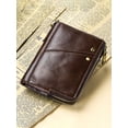 thumbnail image 3 of （brown）Mens Leather Wallet Blocking Credit Card Holder Double Zipper Gents Purse Wallets for Men Coin Purse Snap Zip Wallet with Chain, 3 of 5