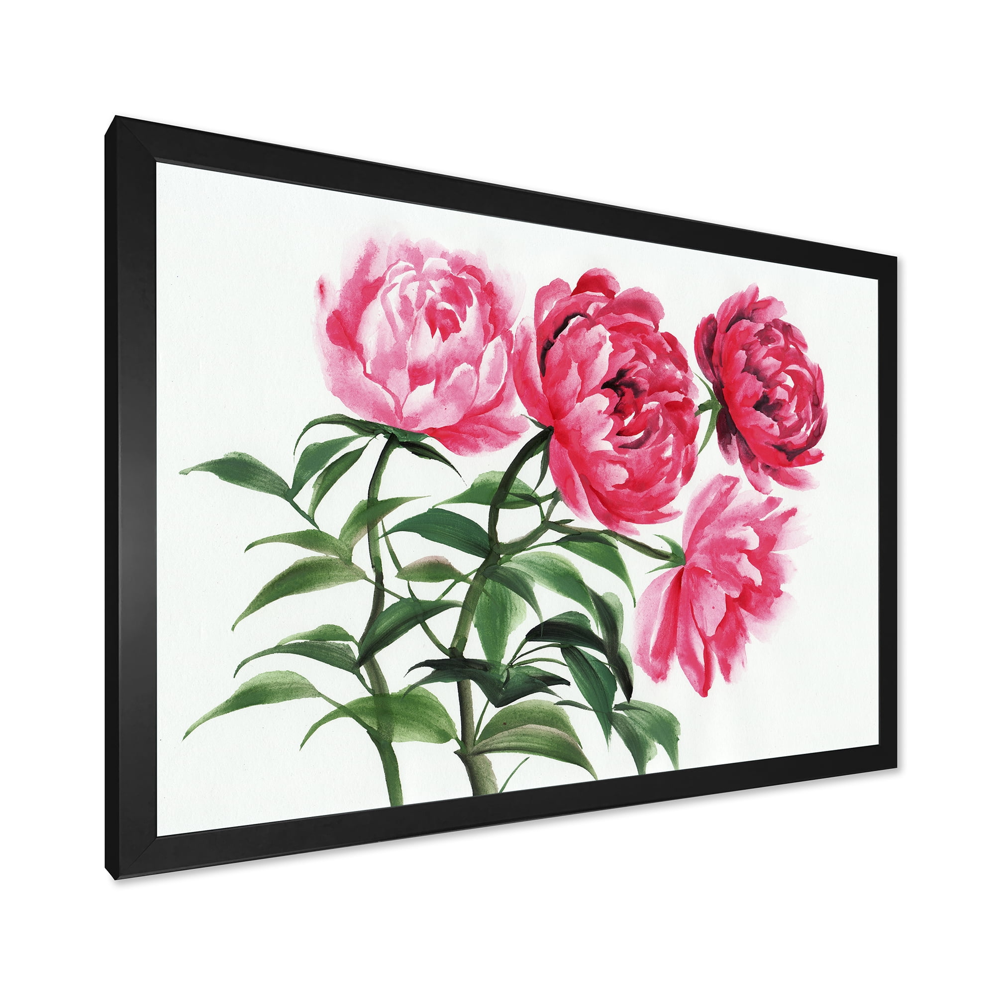 Designart 'Abstract Four Vintage Pink Peonies' Traditional Framed Art Print