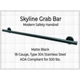 thumbnail image 2 of Skyline Grab Bar for Bathroom Shower Tub Toilet Steps Safety/304 Stainless Steel/Matte Black/ 18", 2 of 6