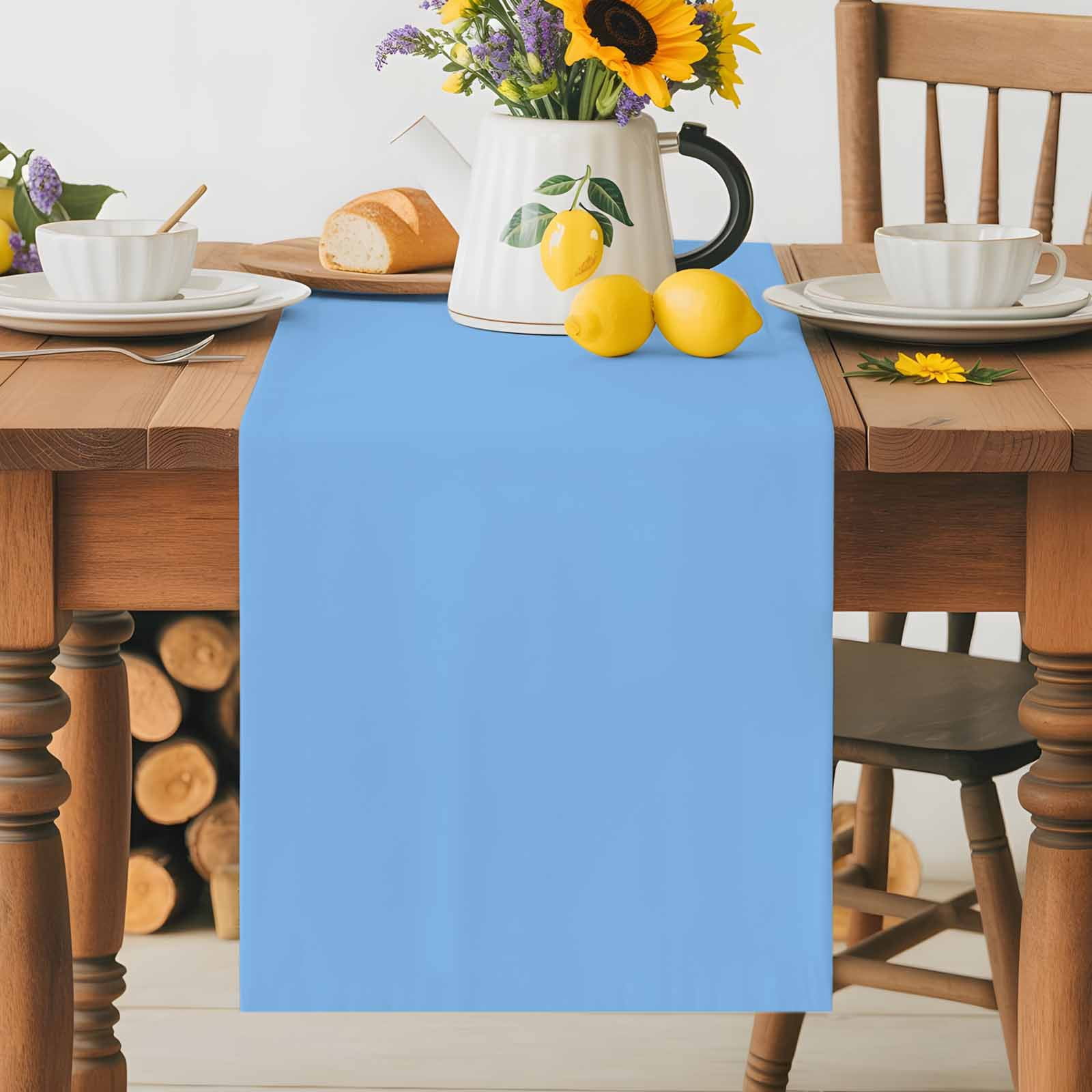 Abstract Sky Blue Theme Table Runner 90 Inches Long, Modern Minimalist Art Table Runners Tabletop Scarf Kitchen Dining Tables Decoration for Home Party Indoor Outdoor