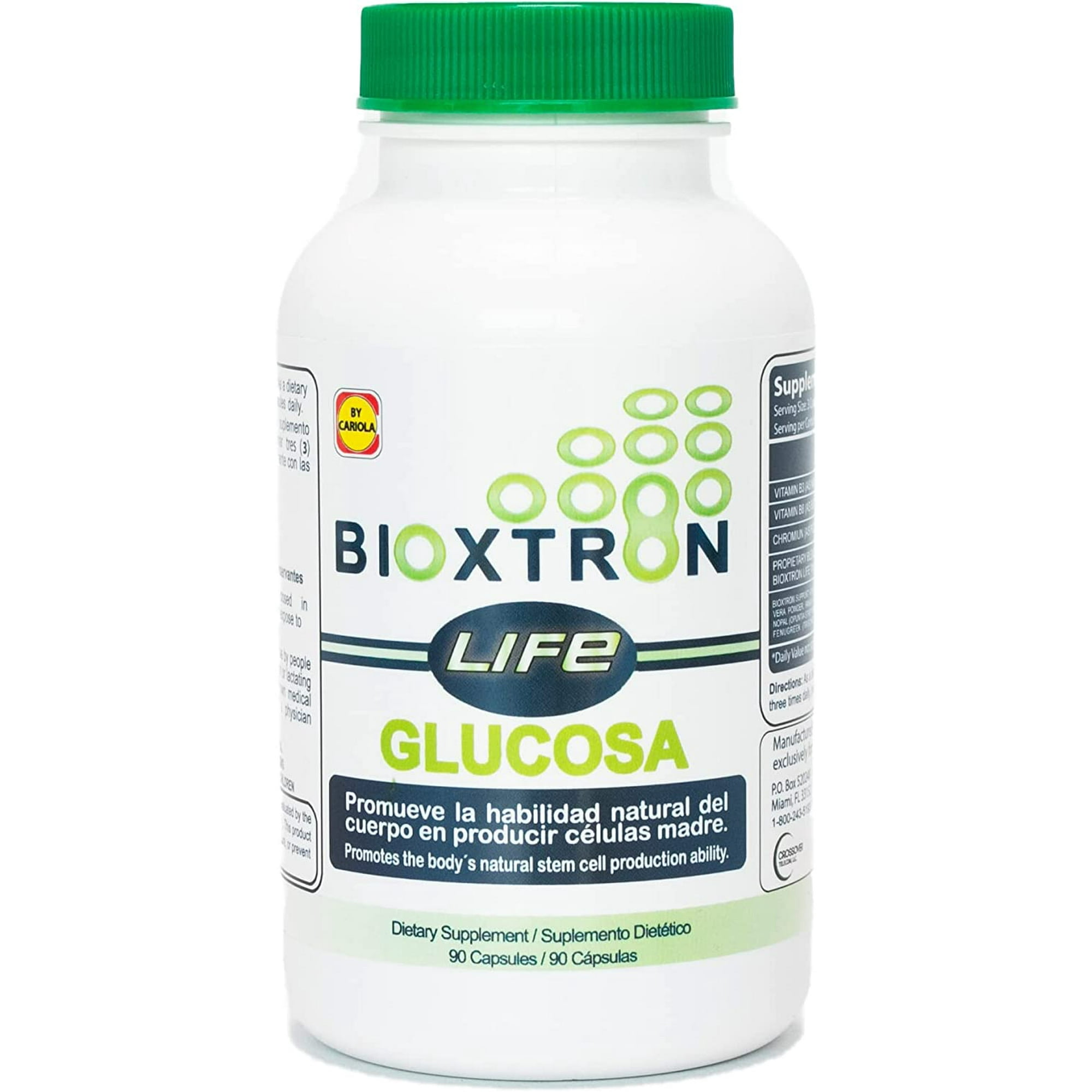 Bioxtron Life Glucose Blue-Green Algae, B3 & B8 Vitamin Supplement Capsules - Promotes Stem Cells Production - Support Glucose Metabolism - 90 Capsules