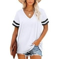 thumbnail image 4 of Zoeecloth Womens V Neck Tees Shirts Short Sleeve Color-Matching T-Shirt Tops Loose Casual Shirt S-XXL, 4 of 10