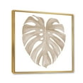 thumbnail image 3 of Designart 'Beige Ivory Pastel Monstera Heart Shaped Tropical Leaf' Traditional Framed Canvas Wall Art Print, 3 of 5