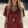thumbnail image 6 of Omexry formal Dresses for Women Women's Solid Short Sleeved V-neck Linen Casual and Comfortable Dress with Pocket Red S, 6 of 6