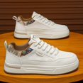 thumbnail image 3 of Men's White Sneakers Low-Top Retro Breathable Lightweight MD Sole & Upper - Minimalist Lace-Up Sneakers Suitable for Teenagers, Casual Sports Wear, Gym,, Everyday Versatile Sneakers, 3 of 5