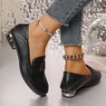 thumbnail image 3 of Women Loafers Chunky Heel Slip On Casual Dressy Office Business Shoes Women's Fashionable Casual Solid Color Round Toe Loafers Shoes, 3 of 8